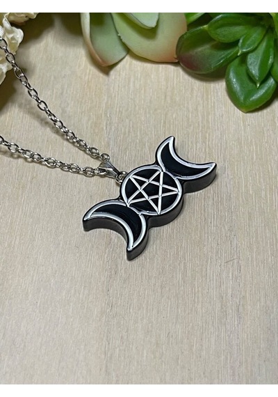Herşey Nota Gotik Pentagram Ay Kolye