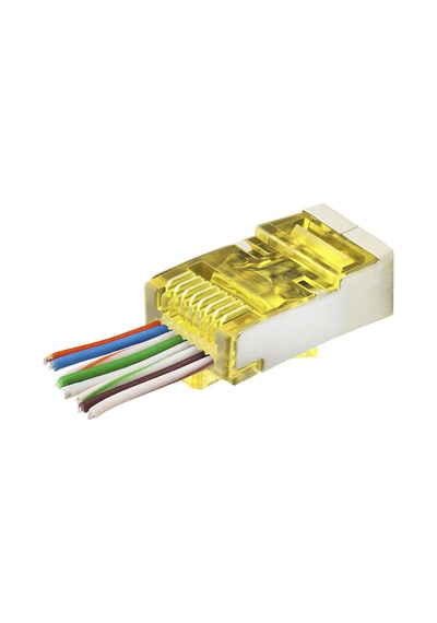 Cat6e Ez Rj45 Metal Konnektör 100 Adet Plastik Kutu - Sarı Nd2416 Şeffaf