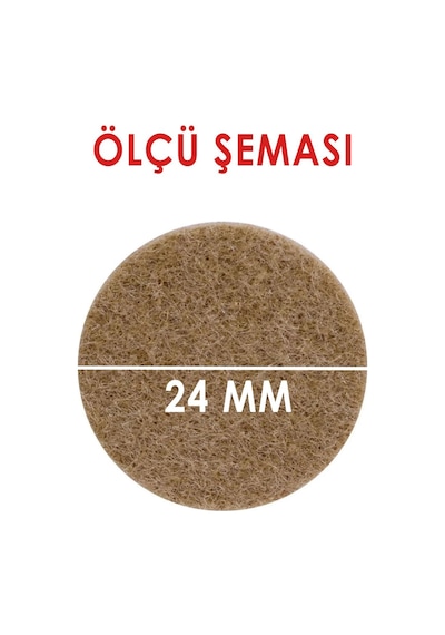 Yapışkanlı Yuvarlak Keçe Masa Sandalye Parke Zemin Ayak Koruyucu Kaydırmaz Keçesi 24 Mm 33'lü Paket Kahverengi