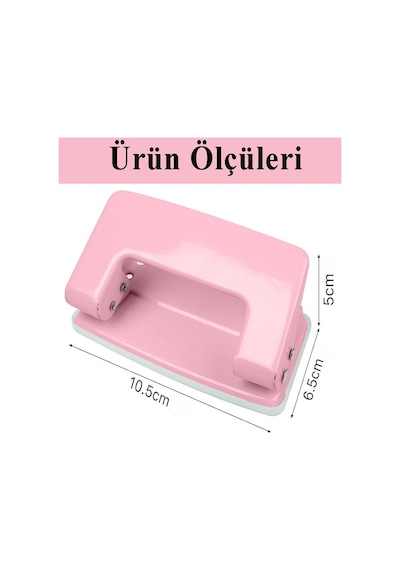 Açık Pembe Zımba Makinesi No:10 Ve Delgeç 1 Adet Küçük Zımba Makinası Ve Teli Kağıt Delgeci Perfaratör Büro Ofis Okul