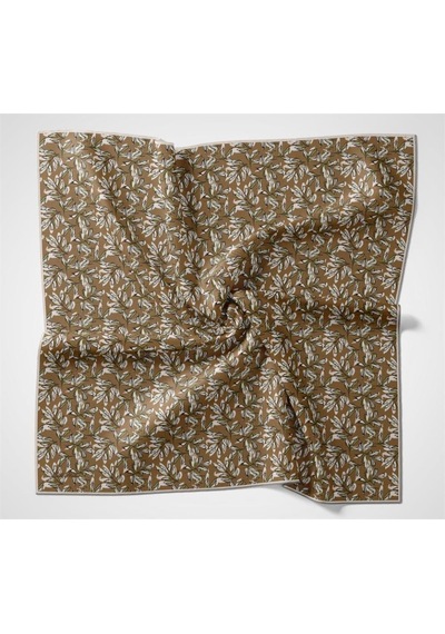 Silk Home Pamuk Polyester Soft Eşarp Hardal Ton Çiçek Desenli Kaymaz Dokulu 90x90 Çok Renkli
