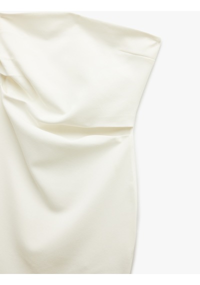 Koton Scuba Krep Kumaş Drape Detaylı Mini Straplez Elbise Beyaz 5sak80037ek Beyaz