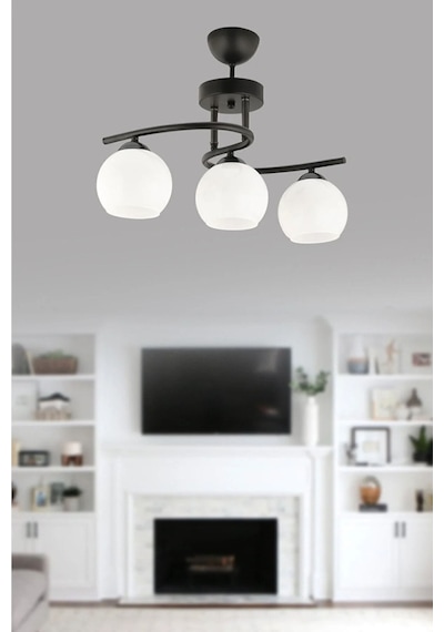 Ömür Avize Hestia Modern 3lü Camlı Avize Beyaz