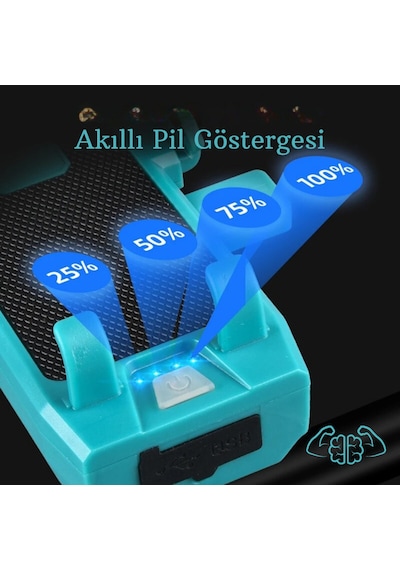 Techtic 5in1 Bisiklet Feneri Şarjlı Telefon Tutucu+korna +sis Far Yeşil