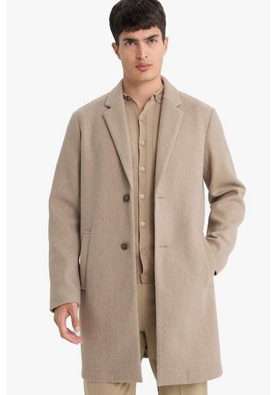 Defacto Relax Fit Ceket Yaka Düğmeli Cepli Kışlık Kaşe Parka Y8903az25aubg659 Bej-bg659