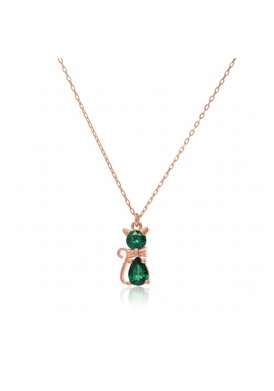 Mistik Topaz Kedi Kolye 925 Ayar Gümüş 14k Altın Kaplama Doğum Taşlı Minimalist Kadın Hediye Kolye Rose Gold