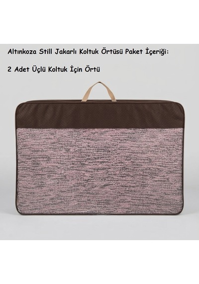 Altınkoza Still Jakarlı Streç Maxi Koltuk Örtüsü 3+3 -gül Kurusu