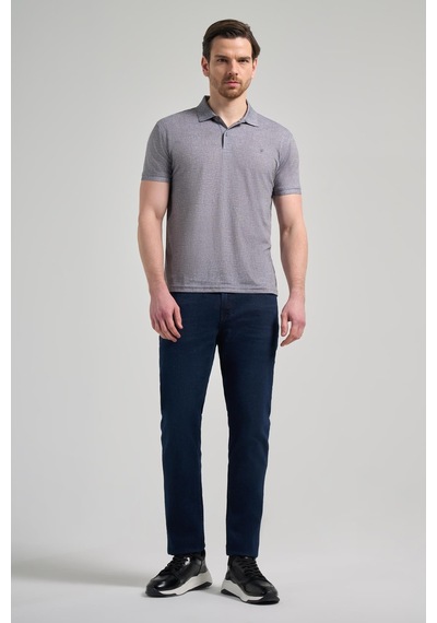 Siyah Kısa Kol Baskılı Pike Polo Yaka Cepsiz Esnek Casual Slim Fit Tişört 1011250151 Siyah
