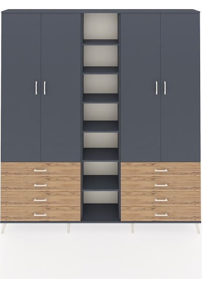 Arges Dolap 10 Raflı 8 Çekmeceli 2 Askılı 220x30x243 Antrasit-antrasit/çam Antrasıt/atlas Çam Arges Dolap 10 Raflı 8 Çekmeceli 2 Askılı 220x30x243 Antrasit-antrasit/çam Antrasıt/atlas Çam