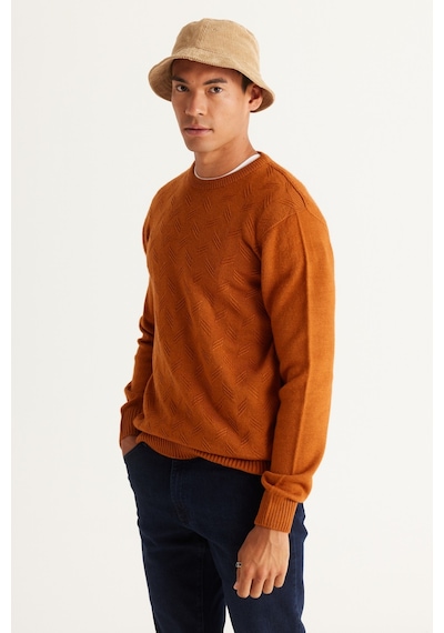 AC&Co / Altınyıldız Classics ERKEK KIREMIT Standart Fit Normal Kesim Bisiklet Yaka Jakarlı Triko Kiremit AC&Co / Altınyıldız Classics ERKEK KIREMIT Standart Fit Normal Kesim Bisiklet Yaka Jakarlı Triko Kiremit
