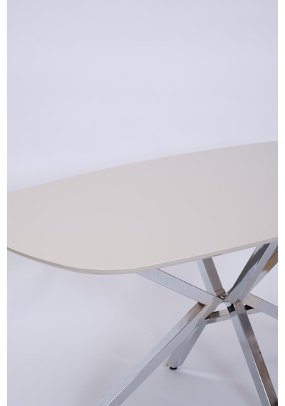 Çapraz Kum Beji High Gloss Yemek Masası 90 160 Cm Gri