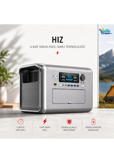 Or-tec 1800w Taşınabilir Güç İstasyonu 320000mah Hızlı Şarjlı Power Station 100watt Flexy Panel Kamp, Karavan Ve Acil Durum Enerji Kaynağı