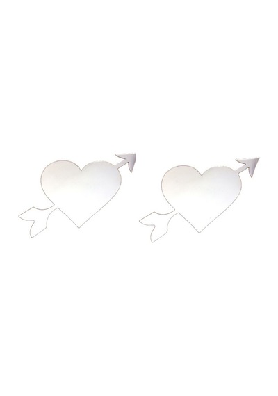 Aynalı Duvar Süsü Sticker 2 Adet Kalp Şekilli 20x11x0,6cm