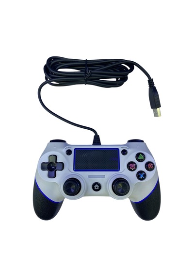 Kontorland - Ps4 Ve Pc Uyumlu Titreşimli Kablolu Oyun Kolu Gamepad P4h - Beyaz
