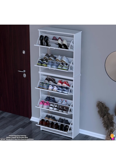 Modilayn Verve Antre 72x194x26 Cm 3 Düşer Kapak 10 Göz Bölmeli Ayakkabılık Beyaz - Cordoba Modilayn Verve Antre 72x194x26 Cm 3 Düşer Kapak 10 Göz Bölmeli Ayakkabılık Beyaz - Cordoba