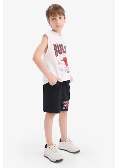 DeFacto Erkek Çocuk NBA Chicago Bulls 2'li Takım Kapüşonlu Kolsuz Tişört Beli Lastikli Şort E7104A825HSWT34