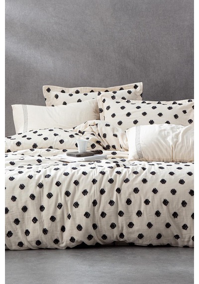 Ecocotton İmre Siyah Çift Kişilik %100 Organik Pamuk Müslin Nevresim Takımı
