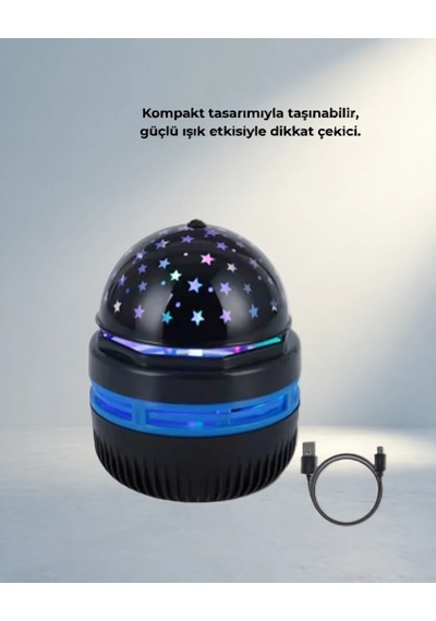 Yıldız Işıklı Döner Projektör Gece Lambası Usb Bağlantılı
