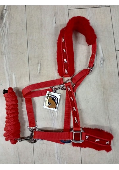 Atsar İthal Peluşlu Yular + Gezdirme İpi Kırmızı
