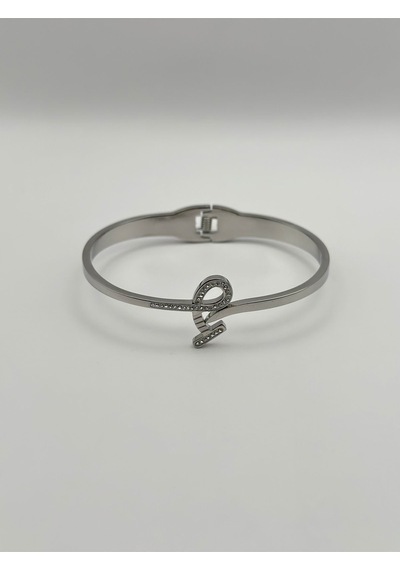 Arnes Jewelry Çelik Zirkon Taşlı Kelepçe Bileklik Ar310nes Silver