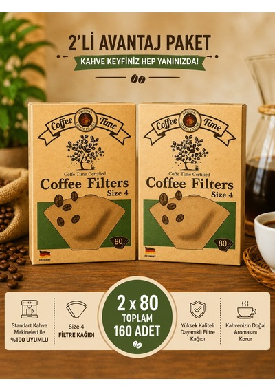 Kahve Filtre Kağıdı No:4 80'li 2'li Paket Kahverengi