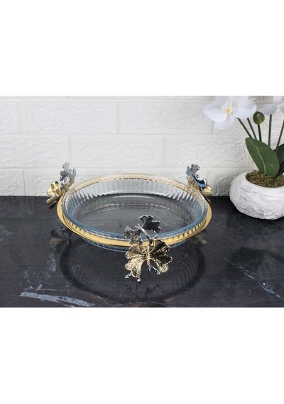 Atabey Home Kelebek Ayak Yuvarlak Borcam Tepsi-25 Cm