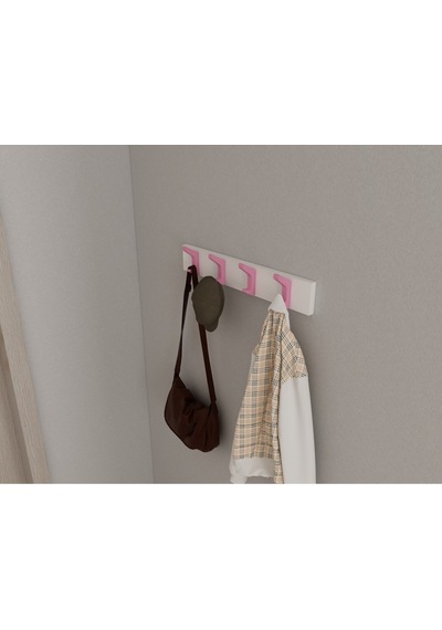 Hepsi3boyutlu Modern Duvar & Kapı Kanca Askılık - 4 Adet Pembe Kanca Askılık - Model No : 2 Pembe