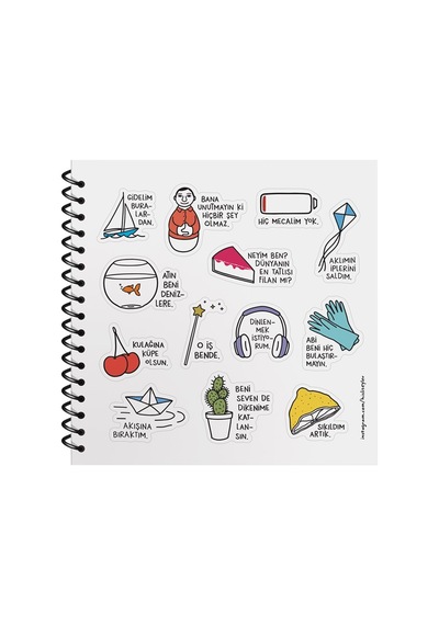 Hisli Şeyler 16x15 Çizgili Defter - Katlandığıma Değdi Çok Renkli