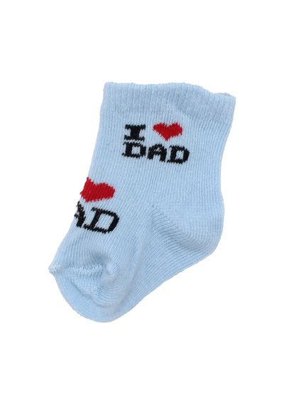 Bebegen Erkek Bebek Mavi Beyaz Ekru İ Love Dad 6'li Çorap Set 0-6 Ay Çok Renkli