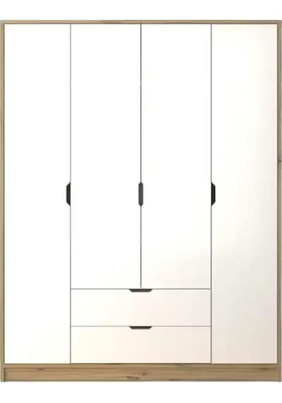 Nisan Açık Ceviz-beyaz 140 Cm 4 Kapılı 2 Çekmeceli Elbise Dolabı - Gardırop Açık Ceviz & Beyaz Nisan Açık Ceviz-beyaz 140 Cm 4 Kapılı 2 Çekmeceli Elbise Dolabı - Gardırop Açık Ceviz & Beyaz