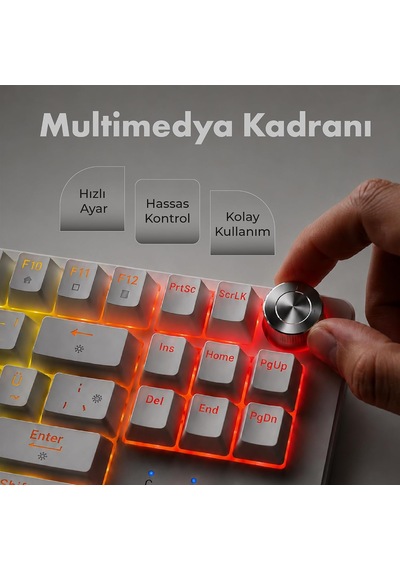 Dryo Rgb Mekanik Oyuncu Klavyesi Red Switch Anti-ghosting Multimedya Kontrol Kadranı Türkçe Q Kablolu Siyah