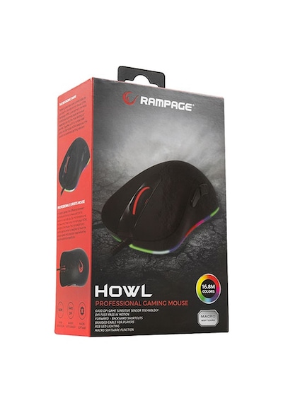 Rampage SMX-R50 HOWL Black RGB Illuminated + Macro Player Mouse