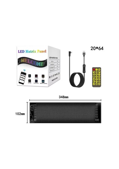 Araç Car Led Ekran Kişiselleştirilebilir Telefon App Kontrollü Uzaktan Kumandalı Kayan Yazı Emoji Led Matrix Panel