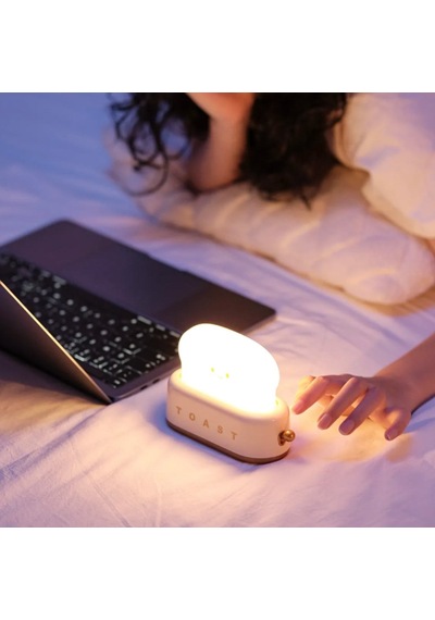 Sarı Tost Gece Lambası Şarjlı & Pilli Sevimli Led Işık,hediyelik Led Lamba Sarı