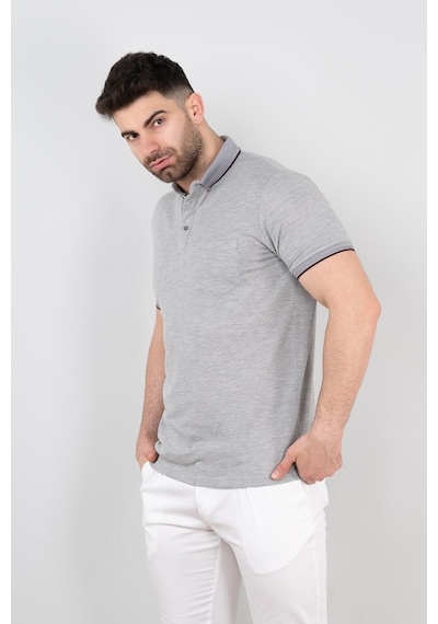 Cepli Petek Desen Likralı Erkek Polo Yaka T-Shirt
