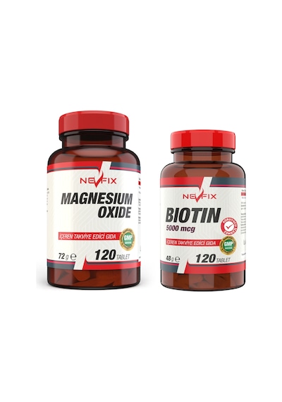 Nevfix Magnezyum 250 MG 120 Tablet Biotin 5000 Mcg 120 Tablet