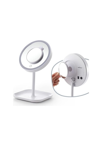 1x+5x Zoom 23 Led Işıklı Makyaj Aynası, 360 Döner, Dokunmatik Sensörlü, Kablolu Kablosuz Kullanım