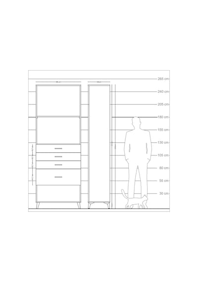 Arges Dolap 2 Raflı 4 Çekmeceli 88x30x243 Çam-antrasit Atlas Çam