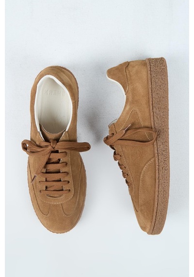 Krahe Palminteri Erkek Hakiki Deri Bağcıklı Kum Sneakers