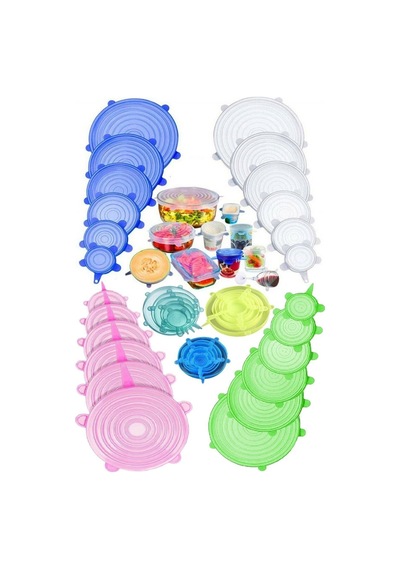 Silikon Streç Kapak 6'lı Tencere Bonesi Plastik Çok Renkli Diğer