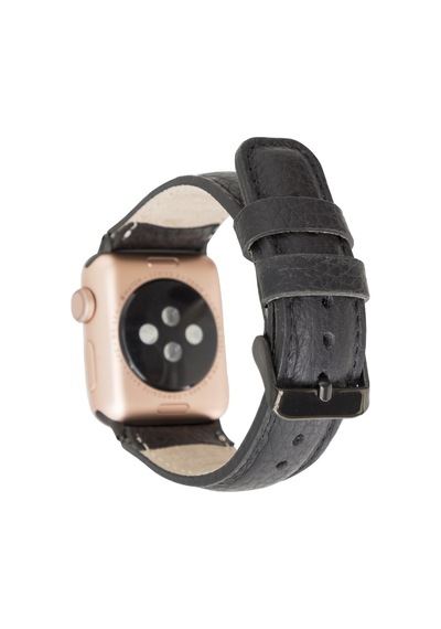 Apple Watch Uyumlu Deri Kordon 42-44-45mm Fl1 Siyah Diğer