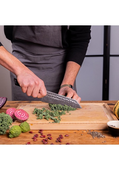 Tr Kotaı Santoku Bunka Şef Bıçağı, Saya Ve Bambu Kutulu 17 Cm Bıçak Mutfak Bıçağı Elle Dövülmüş Ve Diğer