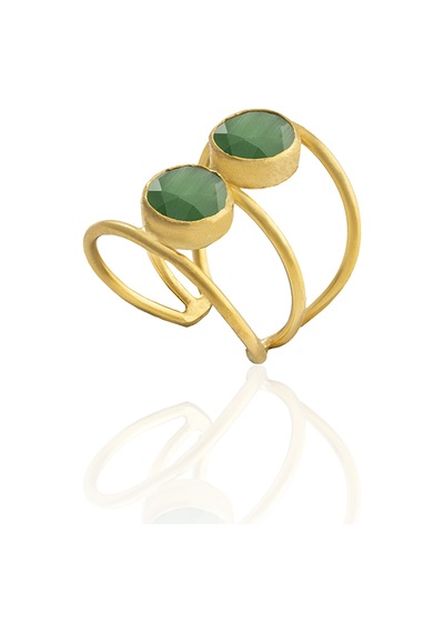 Kadir Jewellery 22 Ayar Altın Kaplama Kadın Zirkon Taşlı Yüzük Yeşil 20878799