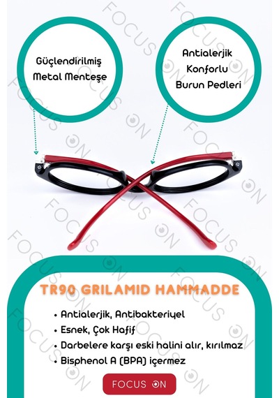 Focus On KS001-C1S-P-FÜME Siyah Kırmızı Polarize Çocuk Güneş Gözlüğü