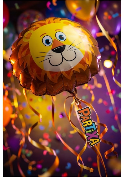 Safari Aslan Kafa Folyo Balon 35x42 Cm Safari Temalı Çocuk Doğum Günü Parti Süsü Çok Renkli