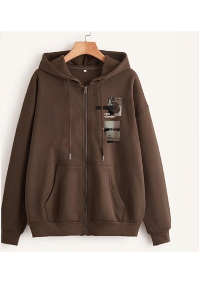 Altamira Unisex Kahverengi New Moment Fermuarlı Kapüşonlu Hırka 001