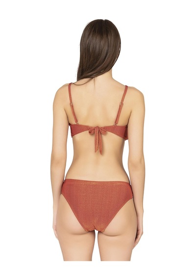 Endeep Kadın Bağlama Detaylı Straplez Kiremit Bikini Takımı Kiremit