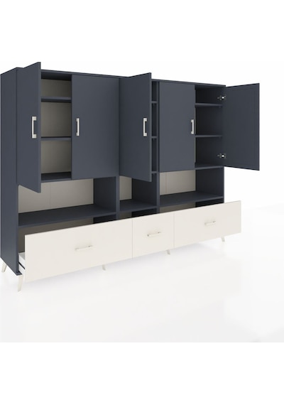 Hyperion Dolap 12 Raflı 3 Çekmeceli 5 Kapaklı 220x44x163 Antrasit Antrasit-antrasit/aytaşı Hyperion Dolap 12 Raflı 3 Çekmeceli 5 Kapaklı 220x44x163 Antrasit Antrasit-antrasit/aytaşı