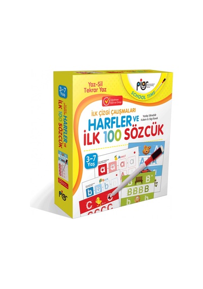 Harfler ve Ilk 100 Sözcük / Ilk Çizgi Çalışmaları / Yaz-Sil-Tekra