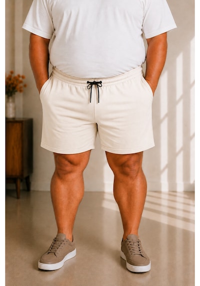 Sngl Tekstil Erkek Büyük Beden Şort 3xl 4xl 5xl 6xl 7xl 8xl 9xl Ekru